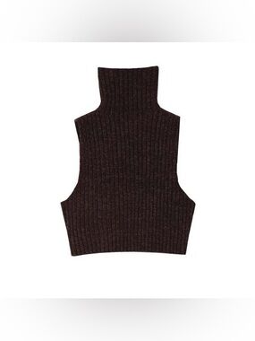 Atelier Delphine Chunky Turtleneck Sweater Vest Size XS Espresso Highland Wool